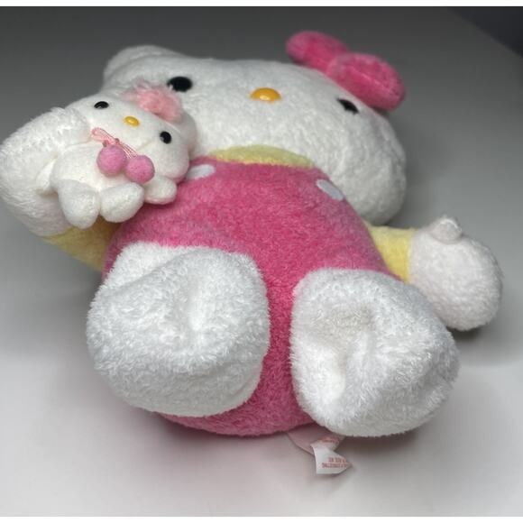 Vintage 2004 Sanrio Smiles Hello Kitty Plush 10” Holding Mini Bunny Pink Yellow - Picture 8 of 10